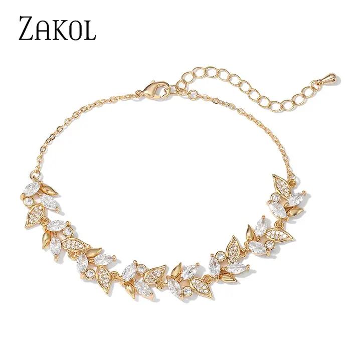 Bracelet en zircon AAA feuille de marquise brillant réglable bijou de mariage pour femmes élégance et symbolisme chance et prospérité occassions spéciales