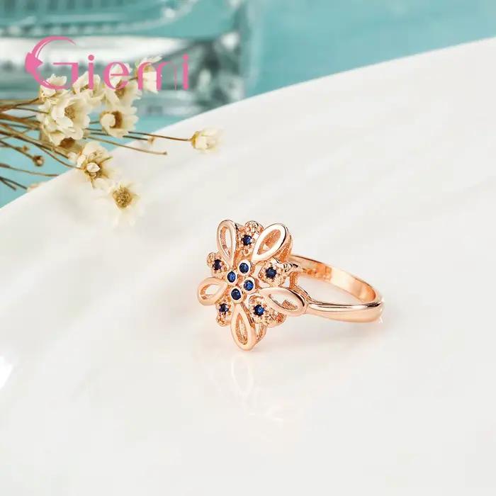 Bague creuse en forme de fleur en or rose pour femme