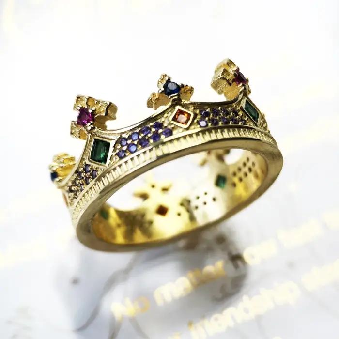 Bague en pierre colorée Zig Zag pour femmes
