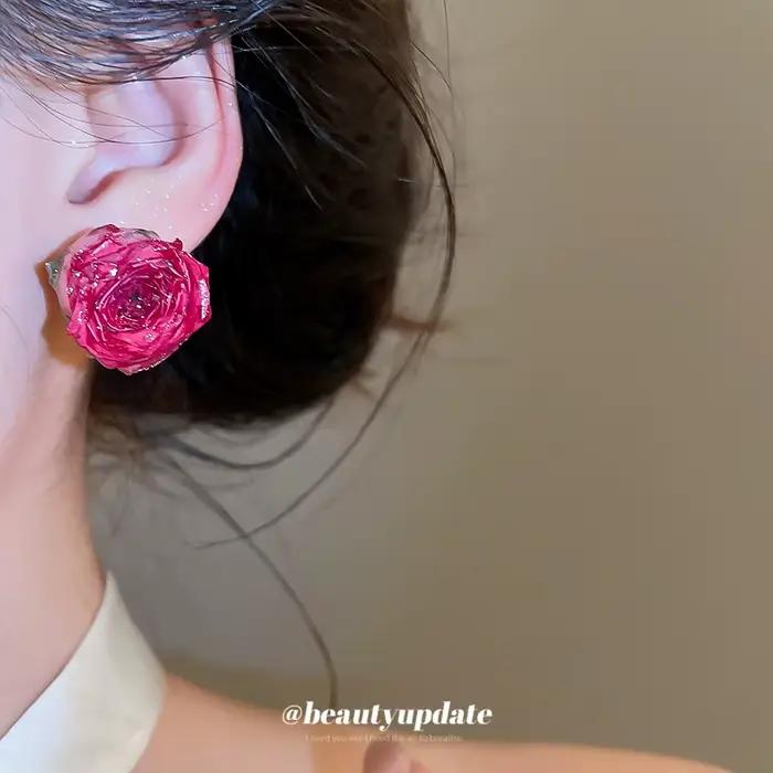 Boucles d'oreilles en forme de rose, bijoux élégants et luxueux pour femmes