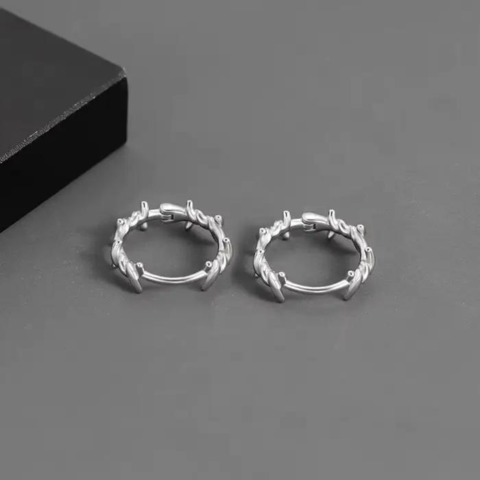 Boucles d'oreilles gothiques en forme d'épines plaquées argent et rhodium pour femmes hommes adolescents bijoux de fête tendance occasions spéciales