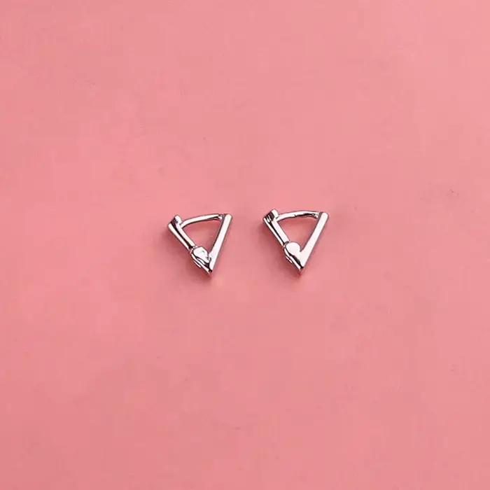 Anneau de barre d'oreille en argent 925 style moderne triangle pour femmes occasions spéciales
