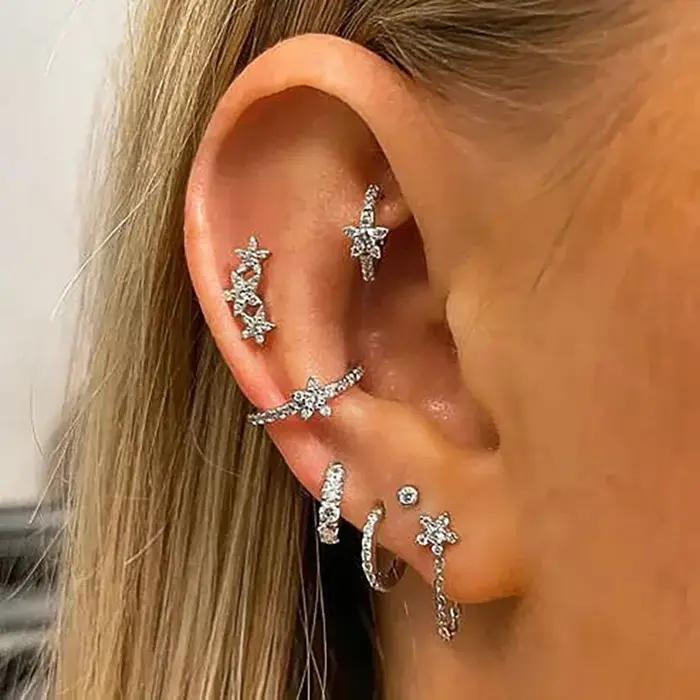 Rook Piercing étoile cerceau boucle d'oreille conque Helix Tragus Lobe oreille Cartilage