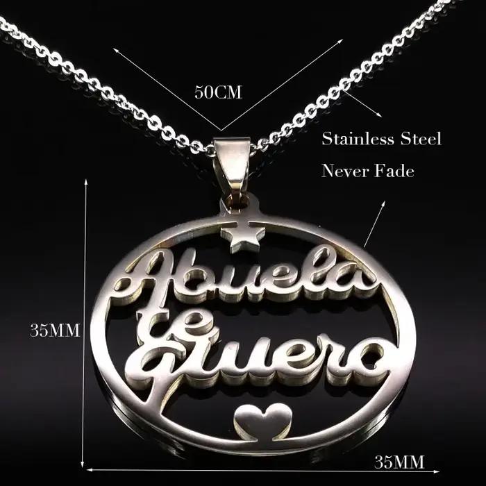 Grand-mère collier de déclaration en acier inoxydable femmes bijoux couleur argent colliers et pendentifs