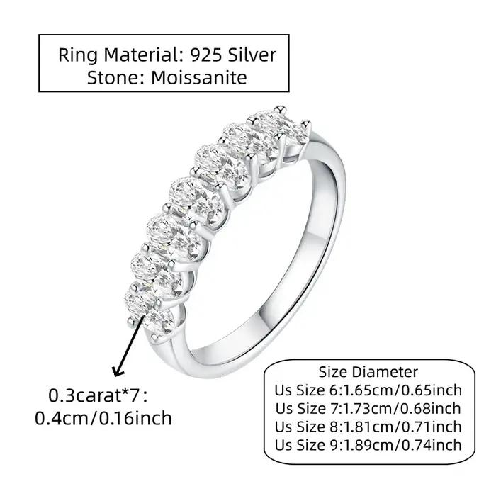 Bague simple unisexe pour couple en argent sterling 925 avec un moissanite ovale de 2