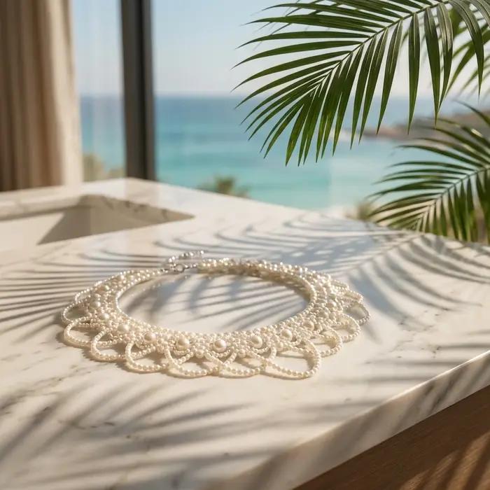 Collier élégant en fausses perles, collier bib bohème, collier fantaisie pour femme, accessoires pou