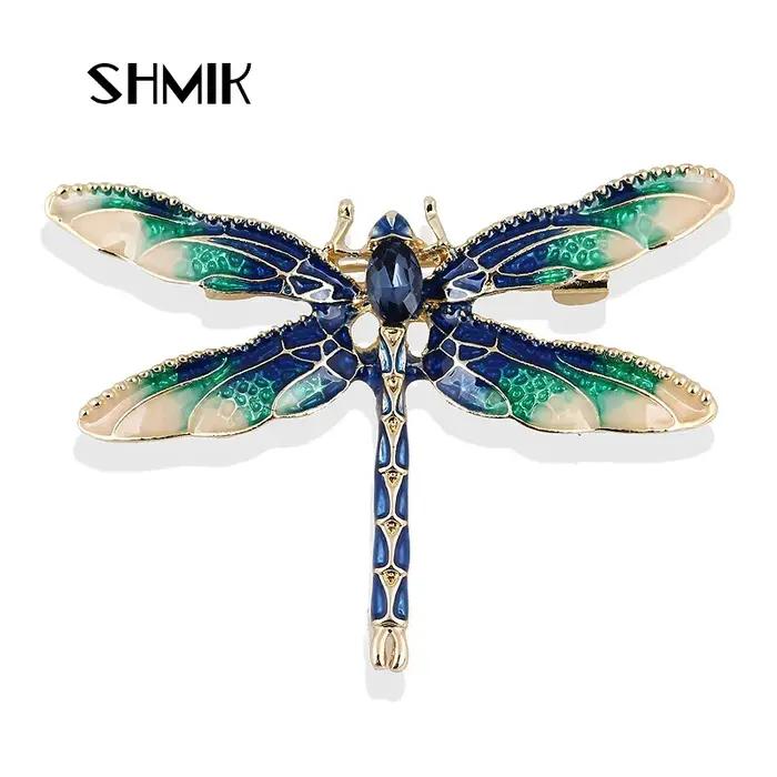 Broche libellule Vintage en cristal pour femmes