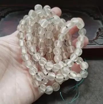 Perles en cristal transparent vintage en forme de melon, perles en quartz naturel sculptées, brin de