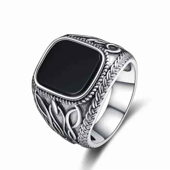 Bague vintage 925 avec pierre bleue Labradorite, bagues 10*14MM avec pierre de lune, grandes bagues