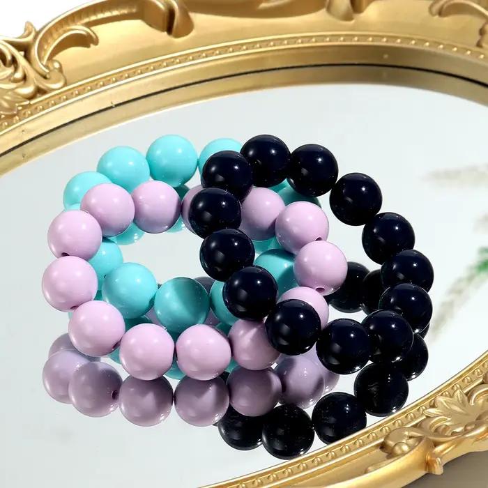 Grandes bracelets ronds en perles acryliques colorées pour femmes