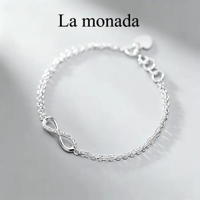 Bracelet en argent sterling 925 design minimaliste huit infini avec zircon incrusté pour femmes occasions spéciales