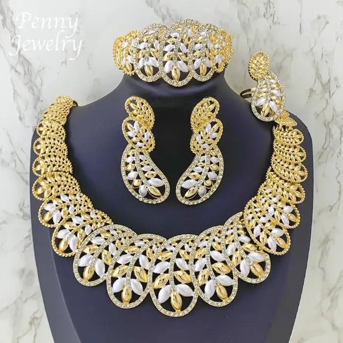 Collier exagéré deux tons strass pour femmes