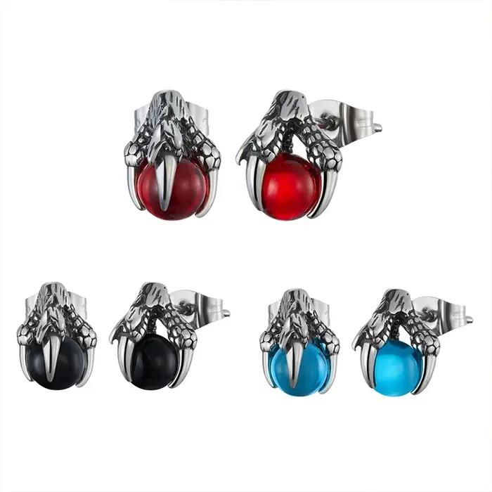 Boucles d'oreilles griffe de dragon en acier inoxydable pour hommes et femmes
