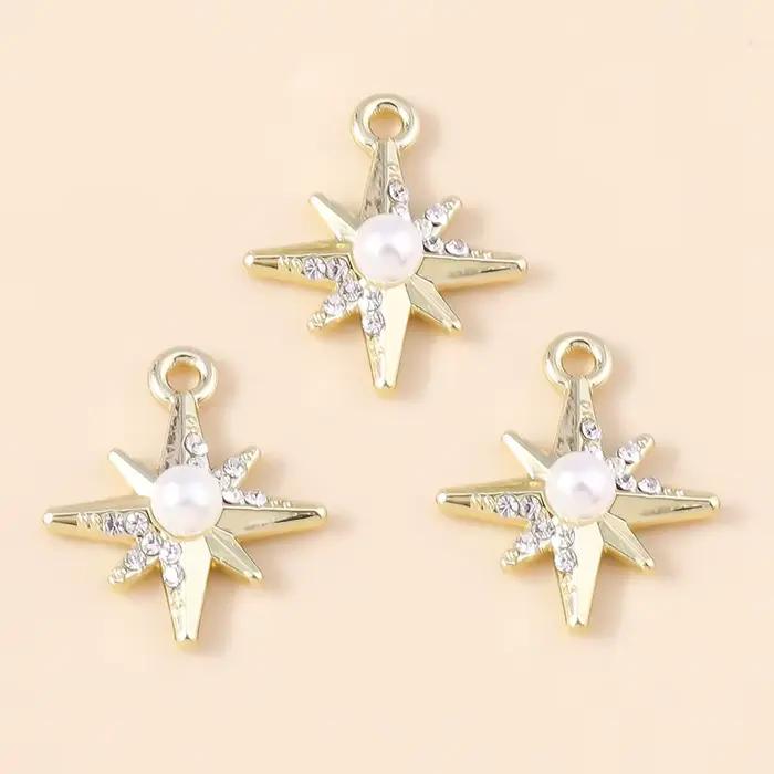 Leslie 5 pièces exquis or argent couleur cristal croissant de lune étoiles breloques pour boucles d'
