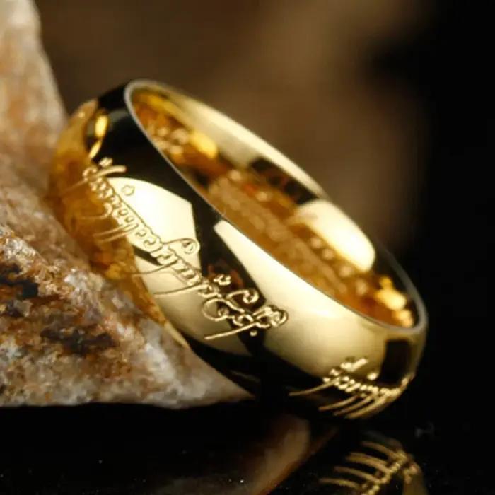 Seigneur des anneaux bague en acier inoxydable de pouvoir sculpté raffiné