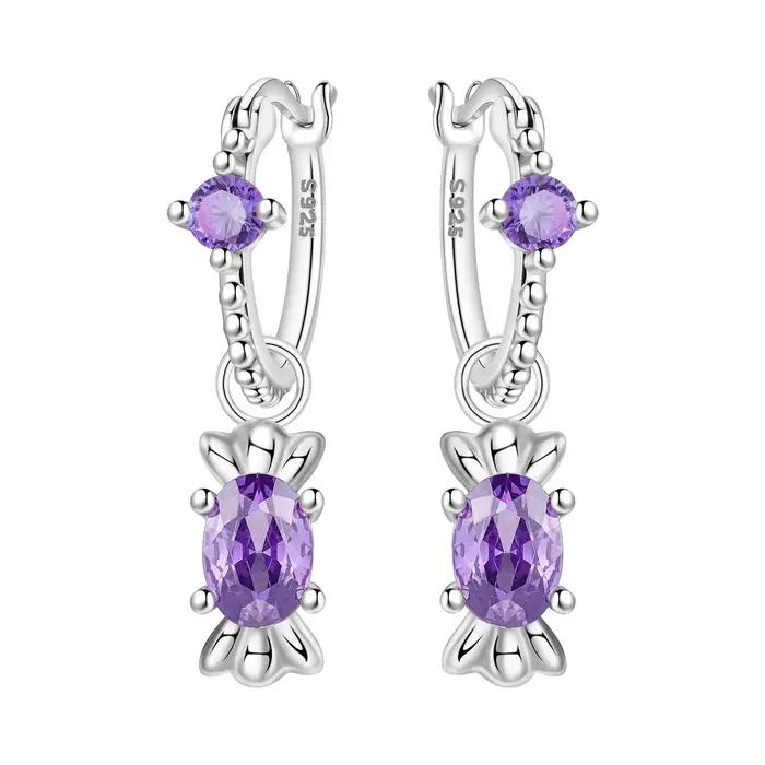 PANPOKI – boucles d'oreilles en argent Sterling 925 pour femmes, bijoux originaux en Zircon violet,