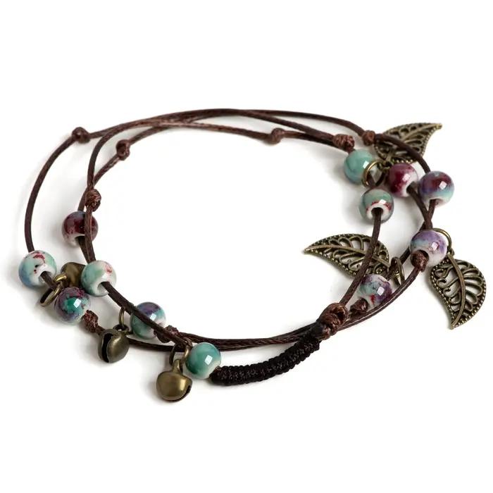 Bracelet de perles en céramique multicouche pour femme