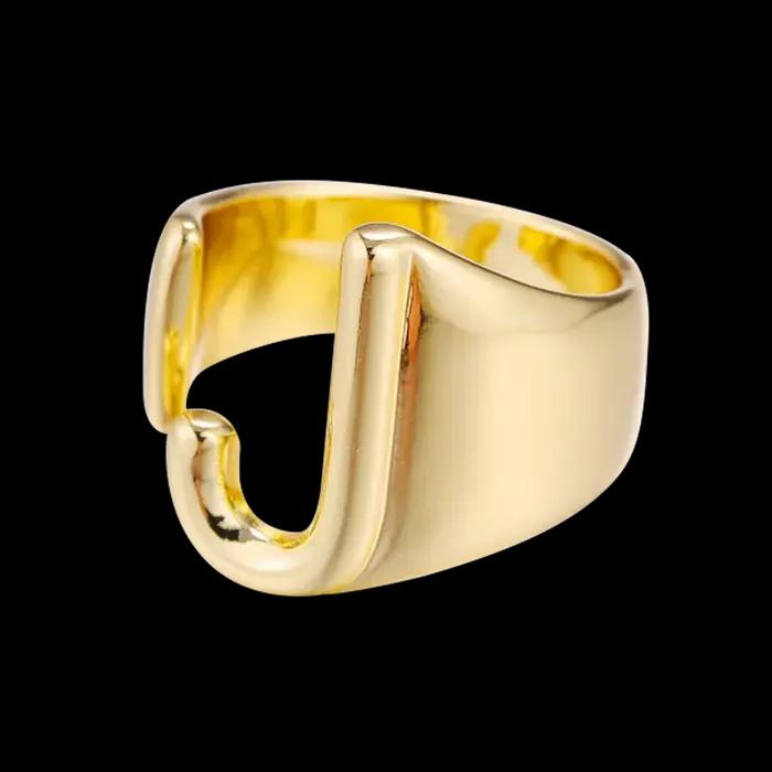 Juya 18K véritable plaqué or fait à la main de luxe ouvert réglable nom initial anneaux pour femmes hommes cadeau remise des diplômes fournitures de bijoux fins
