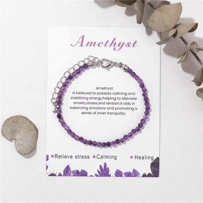Bracelets en pierre naturelle d'améthystes pour femmes