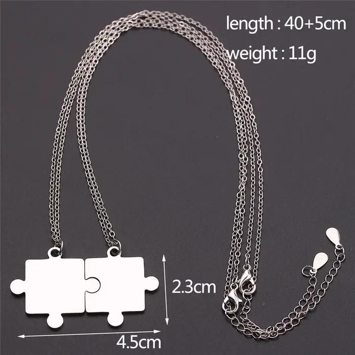 Collier pendentif Puzzle classique en acier inoxydable