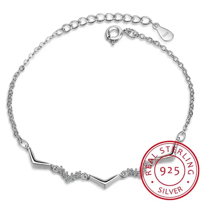 Nouveau Simple mode 925 Bracelet vague en argent Sterling pour les femmes zircone bijoux fins Pulsei
