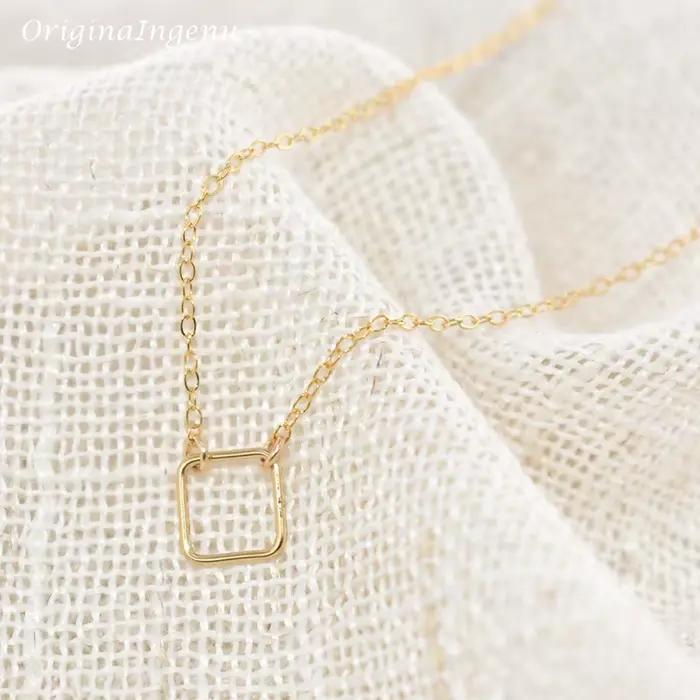 Collier carré bijoux faits à la main or rempli ras du cou pendentifs Collier Femme Kolye Collares fe