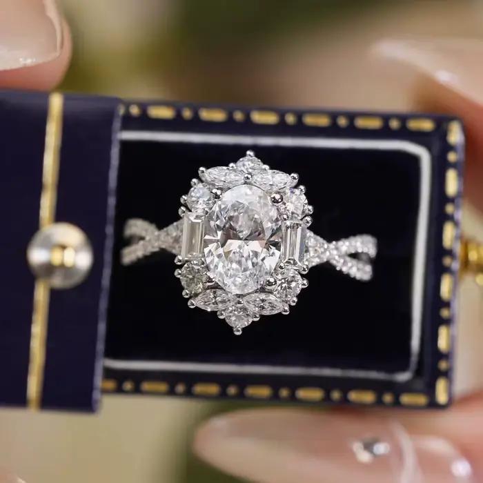Alliance en argent sterling 925 sertie de moissanite pour engagement élégante pour femme occasions spéciales