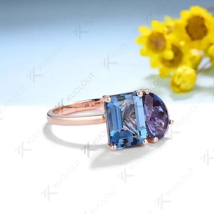 Kuololit-Bague cl rite cultivée en laboratoire pour femme
