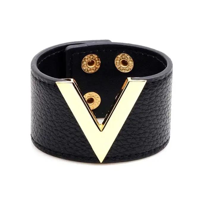Bracelet en cuir craquelé européen pour femmes