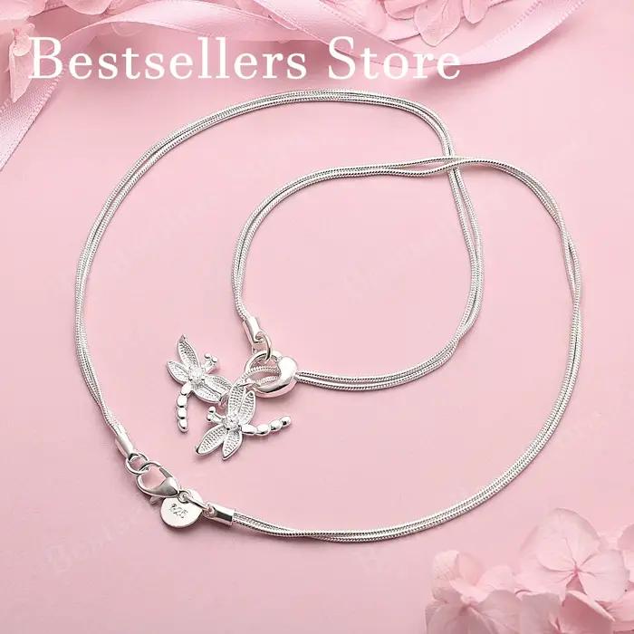 Collier en argent sterling 925 avec adorable libellule pour femme