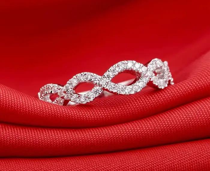 Bague de mariage en or blanc pur 18 carats 750