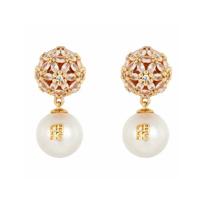 Boucles d'oreilles en perles blanches pour femmes, élégantes, amincissantes, à la mode, transfrontal
