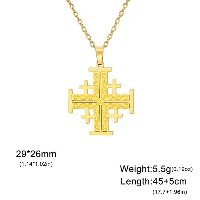 EUEAVAN jérusalem templier croix colliers en acier inoxydable croisé cinq fois croix collier chrétien croyant amulette bijoux