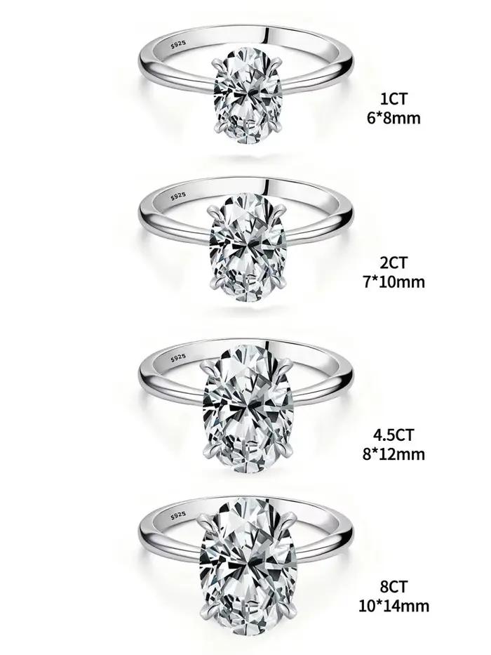 Bague en argent Sterling 925 en Zircon 1-8CT