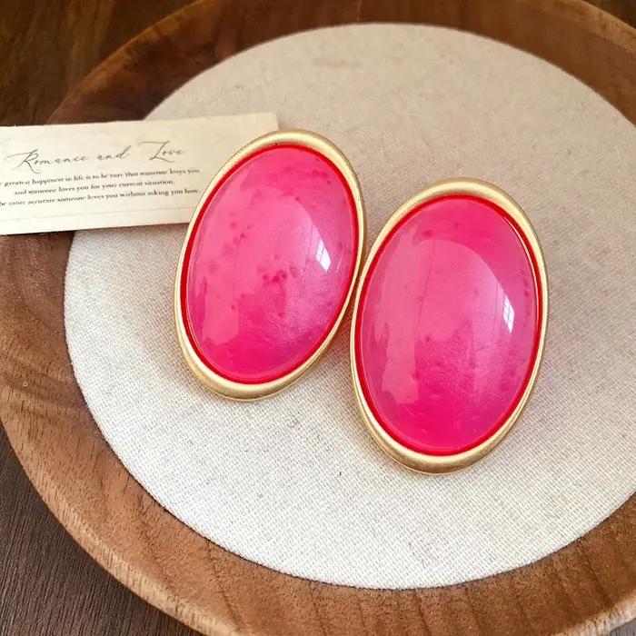Boucles d'oreilles géométriques vintage rouge rosé 2026