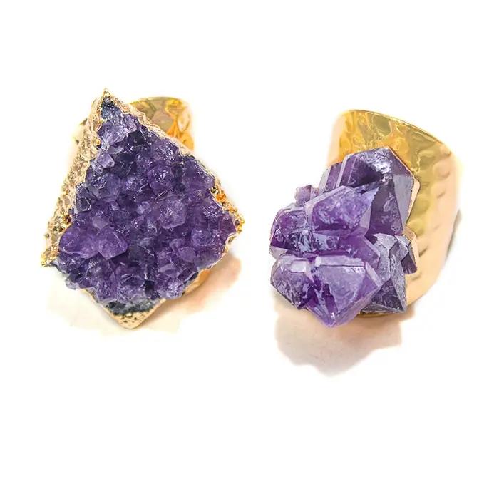 Bague en pierre d'yst brute irrégulière pour femme