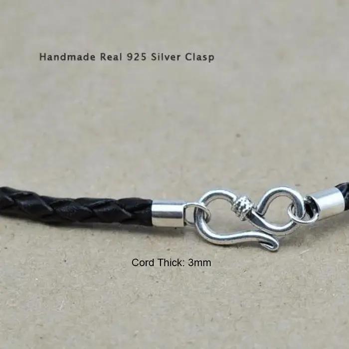 Collier tressé fait main en cuir véritable
