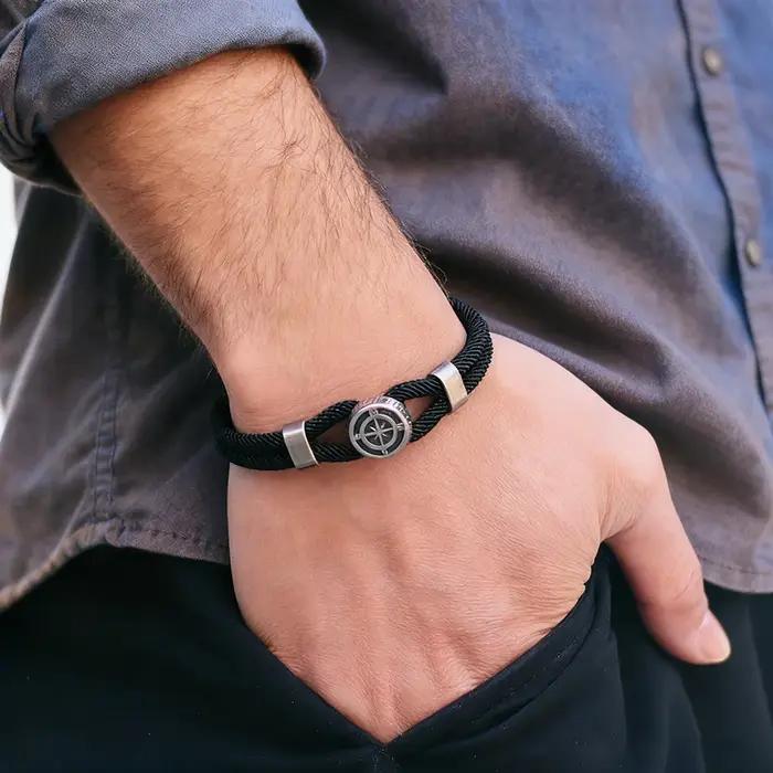 Nouveau Bracelet boussole homme Viking corde nautique Braslet
