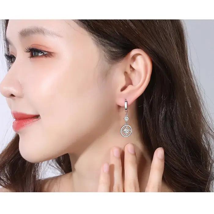 Boucles d'oreilles pour femmes en argent sterling 925 plaqué or 18 carats