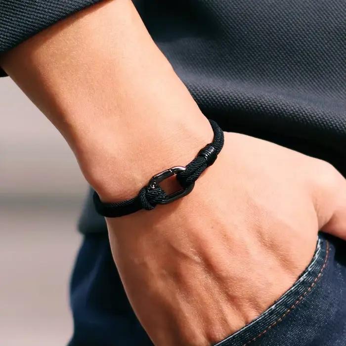 Noter Bracelet à fil fin pour hommes fait à la main tressé chaîne charme Braslet en plein air survie Bracelet élégant noeud nautique Pulsera