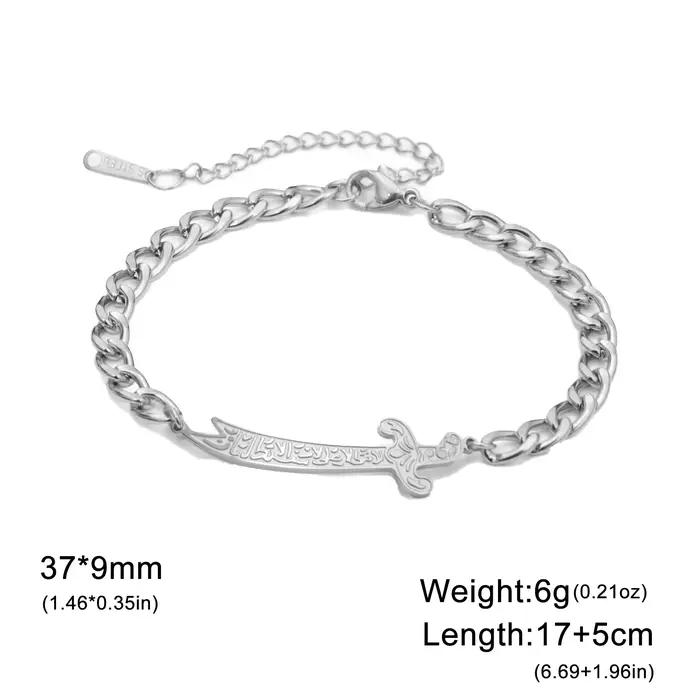 Amaxer Imam Ali Zulfiqar Bracelet épée pour femmes hommes bijoux en acier inoxydable amulette islami