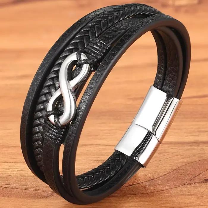 Bracelets infini à 8 caractères en acier inoxydable