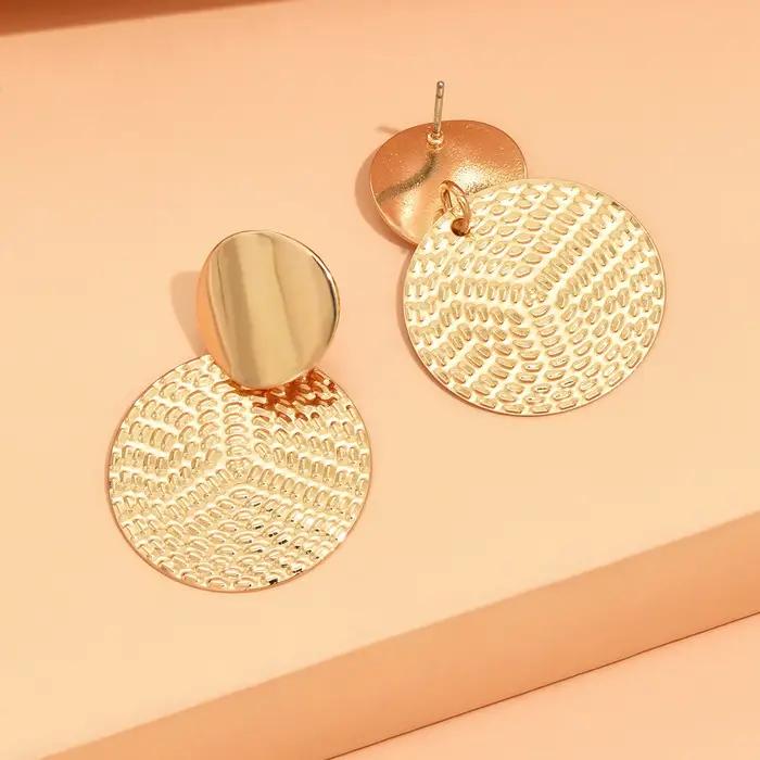 Aretes De Mujer bohême à la mode géométrique métal boucles d'oreilles rondes pour les femmes