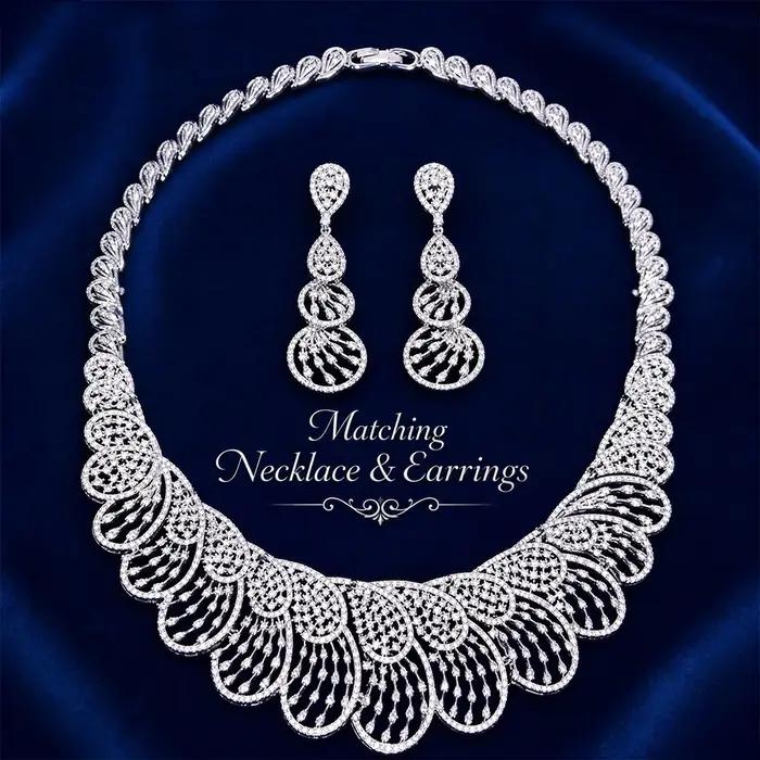 Parures de colliers de luxe en zircon et perles multicouches