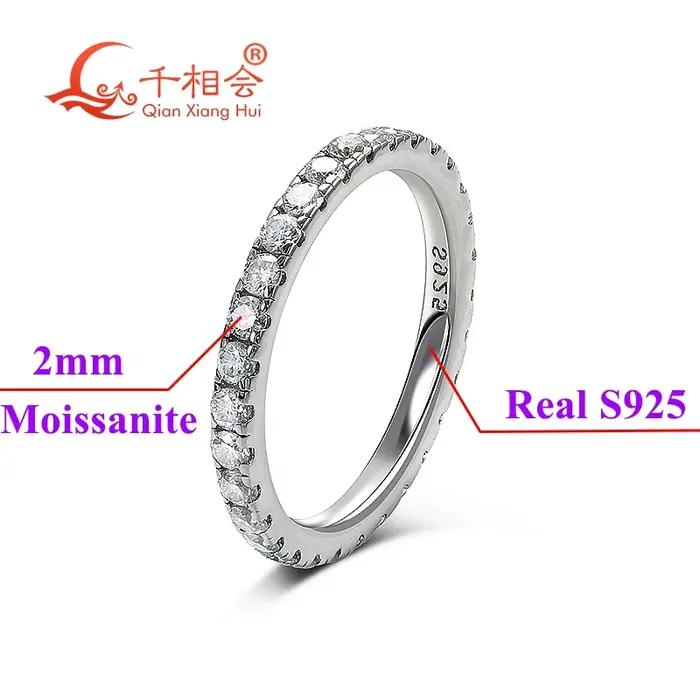 Bague en moissanite ronde 925 sterling pour alliances de mariage engagement soirées fêtes Saint Valentin