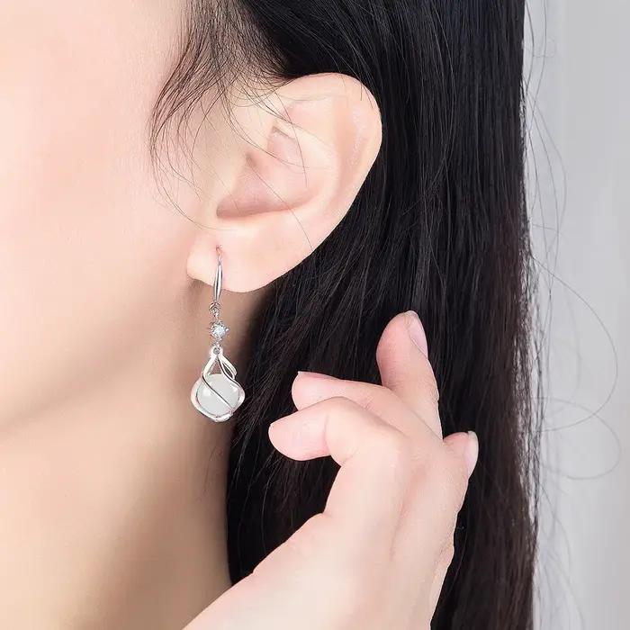 Boucles d'oreilles spirales élégantes en argent sterling 925 pour femmes