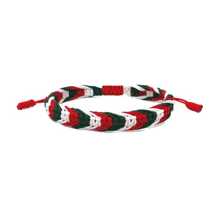 Bracelet en corde tressée fait main aux couleurs du drapeau national, réglable, pour femmes et hommes, cadeau ethnique