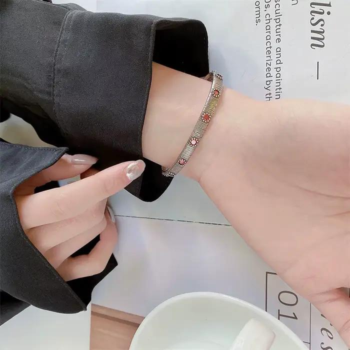 Bracelet rétro en argent thaïlandais pour femme