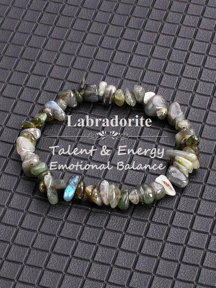 Bracelet de perles en pierre de Labradorite Reiki pour l'éveil spirituel et la protection de l'intuition homme femme occasionnels spéciaux