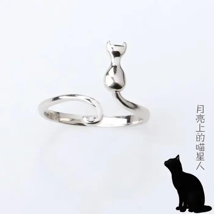 Bagues chat en argent Sterling 925 pour femmes